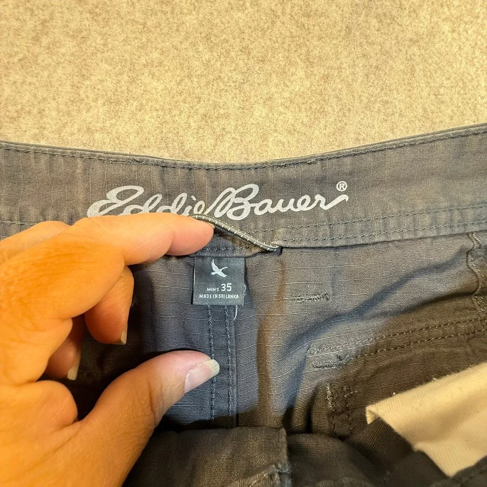 Eddie Bauer‎ Mens Cargo Shorts Size 35 Gray Ripstop Multi Pocket Outdoor Casual